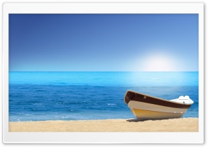 Boat On The Beach Sunny Day Ultra HD Wallpaper for 4K UHD Widescreen desktop, tablet & smartphone