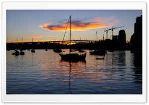 Boats Against A Beautiful Sunset 4K UHD Wallpaper for Widescreen and UltraWide Desktop, UltraHD TV, Smartphone, Tablet