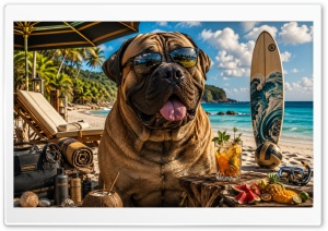 Boerboel Dog on the Beach 4K UHD Wallpaper for Widescreen and UltraWide Desktop, UltraHD TV, Smartphone, Tablet