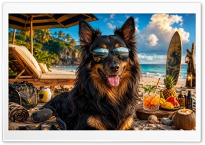 Bohemian Shepherd Dog on the Beach 4K UHD Wallpaper for Widescreen and UltraWide Desktop, UltraHD TV, Smartphone, Tablet
