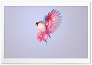 Bohemian Waxwing Bird Perching on a Pink Flower Art Ultra HD Wallpaper for 4K UHD Widescreen desktop, tablet & smartphone