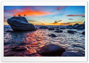 Bonsai Rock Sunset at Lake Tahoe Ultra HD Wallpaper for 4K UHD Widescreen desktop, tablet & smartphone
