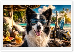 Border Collie Dog on the Beach 4K UHD Wallpaper for Widescreen and UltraWide Desktop, UltraHD TV, Smartphone, Tablet
