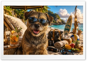 Border Terrier Dog on the Beach 4K UHD Wallpaper for Widescreen and UltraWide Desktop, UltraHD TV, Smartphone, Tablet