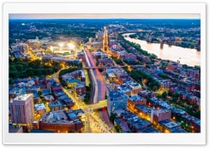 Boston Skyline Aerial View 4K UHD Wallpaper for Widescreen and UltraWide Desktop, UltraHD TV, Smartphone, Tablet