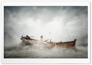 Boy, Boat, Travel, Sea, Mist Ultra HD Wallpaper for 4K UHD Widescreen desktop, tablet & smartphone