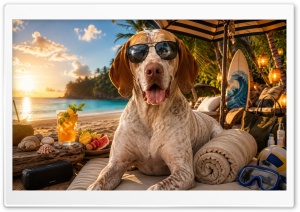 Braque Saint-Germain Dog on the Beach 4K UHD Wallpaper for Widescreen and UltraWide Desktop, UltraHD TV, Smartphone, Tablet