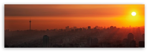 Break of dawn, Tehran, Iran UltraHD Wallpaper for UltraWide 32:10 ; Dual 16:10 ;