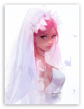 bride portrait sketch UltraHD Wallpaper for Mobile 9:16 2:3 3:5 3:4 - ;