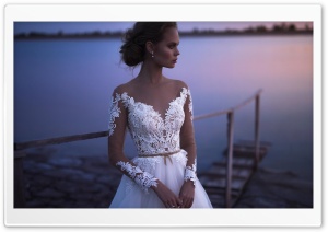 Bride, Wedding, Lake, Evening Ultra HD Wallpaper for 4K UHD Widescreen desktop, tablet & smartphone