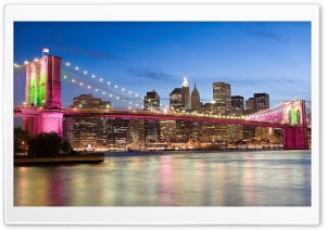 Brooklyn Bridge In Pink, New York Ultra HD Wallpaper for 4K UHD Widescreen desktop, tablet & smartphone