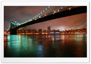 Brooklyn Bridge, New York at Night Ultra HD Wallpaper for 4K UHD Widescreen desktop, tablet & smartphone