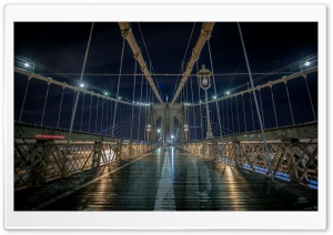 Brooklyn Bridge Pedestrian walkway, Night Ultra HD Wallpaper for 4K UHD Widescreen desktop, tablet & smartphone