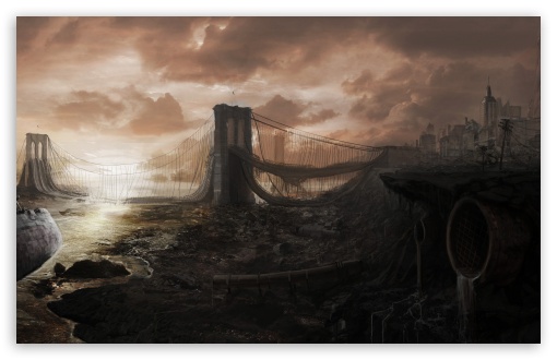 Brooklyn Bridge Ruins UltraHD Wallpaper for HD 16:9 ; Widescreen 16:10 5:3 ; Fullscreen 4:3 5:4 3:2 ; Tablet 1:1 ;