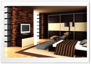 Brown Bedroom Design Ultra HD Wallpaper for 4K UHD Widescreen desktop, tablet & smartphone