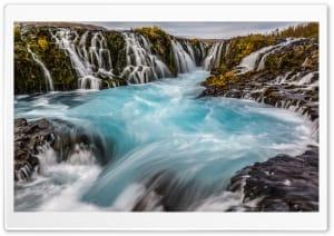 Bruarfoss Waterfall   Iceland's Bluest Waterfall 4K UHD Wallpaper for Widescreen and UltraWide Desktop, UltraHD TV, Smartphone, Tablet