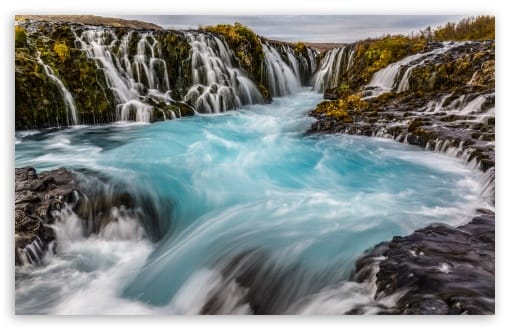 Bruarfoss Waterfall   Iceland's Bluest Waterfall UltraHD Wallpaper for UHD 16:9 ; HD 16:9 ; UltraWide 21:9 24:10 32:9 32:10 ; Widescreen 16:10 ; Tablet 1:1 ; Dual 16:10 16:9 ;