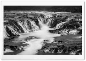 Bruarfoss Waterfall, Iceland, Black and White 4K UHD Wallpaper for Widescreen and UltraWide Desktop, UltraHD TV, Smartphone, Tablet