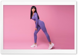 Brunette, Girl, Sportswear, Purple, Pink, Gymwear, Feminine, Woman 4K UHD Wallpaper for Widescreen and UltraWide Desktop, UltraHD TV, Smartphone, Tablet