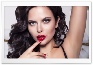 Brunette Girl With Red Lips Ultra HD Wallpaper for 4K UHD Widescreen desktop, tablet & smartphone