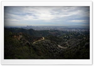 Brush Canyon Trail and Downtown Los Angeles In Griffith Park Ultra HD Wallpaper for 4K UHD Widescreen desktop, tablet & smartphone