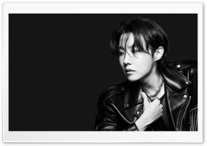 BTS J Hope Portrait Black and White 4K UHD Wallpaper for Widescreen and UltraWide Desktop, UltraHD TV, Smartphone, Tablet
