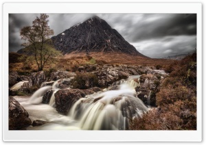 Buachaille Etive Mor Mountain Waterfall, Highlands of Scotland Ultra HD Wallpaper for 4K UHD Widescreen desktop, tablet & smartphone