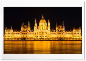 Budapest Parliament Night View Ultra HD Wallpaper for 4K UHD Widescreen desktop, tablet & smartphone