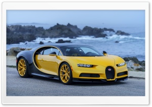 Bugatti Chiron 2018 yellow at seaside Ultra HD Wallpaper for 4K UHD Widescreen desktop, tablet & smartphone