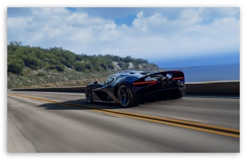 Bugatti Destrier Rear View on Coastal Road UltraHD Wallpaper for UHD 16:9 ; HD 16:9 ; UltraWide 21:9 24:10 32:9 32:10 ; Widescreen 16:10 ; Tablet 1:1 ; Dual 16:10 16:9 ;
