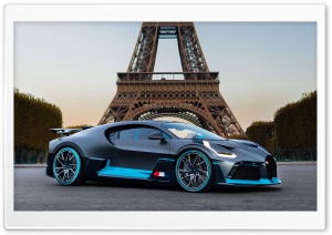 Bugatti Divo in front of Eiffle Tower 4K UHD Wallpaper for Widescreen and UltraWide Desktop, UltraHD TV, Smartphone, Tablet