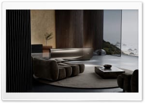 Bugatti Home Luxury Lounge With Ocean View 4K UHD Wallpaper for Widescreen and UltraWide Desktop, UltraHD TV, Smartphone, Tablet