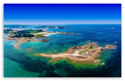 Bugueles Cotes dArmor Brittany Breton Islands Drone Seascape UltraHD Wallpaper for UHD 16:9 ; HD 16:9 ; UltraWide 21:9 24:10 32:10 ; Widescreen 16:10 ; Tablet 1:1 ; Dual 16:10 ;