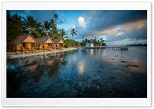 Bungalows On The Reef French Polynesia Ultra HD Wallpaper for 4K UHD Widescreen desktop, tablet & smartphone