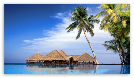 Bungalows Tropical Island UltraHD Wallpaper for HD 16:9 ;