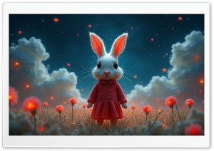 Bunny in Dress Art 4K UHD Wallpaper for Widescreen and UltraWide Desktop, UltraHD TV, Smartphone, Tablet