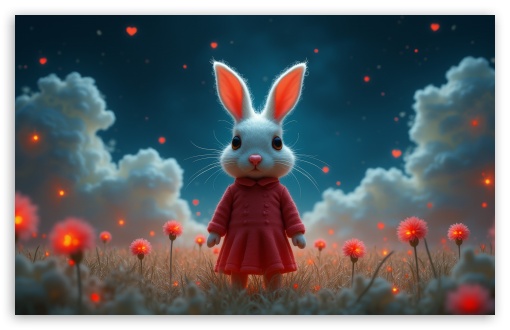 Bunny in Dress Art UltraHD Wallpaper for UHD 16:9 ; HD 16:9 ; UltraWide 21:9 24:10 32:9 32:10 ; Widescreen 16:10 ; Tablet 1:1 ; Mobile 9:16 9:19.5 9:20 ; Dual 16:10 16:9 ;