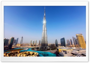 Burj Khalifa Skyscraper in Dubai, United Arab Emirates Ultra HD Wallpaper for 4K UHD Widescreen Desktop, Lockscreen, Screensaver, TV, Tablet, Smartphone