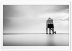 Burnham on Sea Low Lighthouse, Skyline, Black and White Ultra HD Wallpaper for 4K UHD Widescreen desktop, tablet & smartphone
