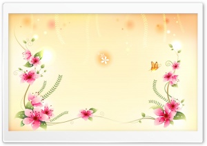 Butterfly And Flowers Illustration Ultra HD Wallpaper for 4K UHD Widescreen desktop, tablet & smartphone