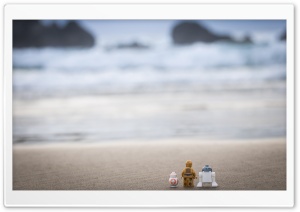 C-3PO, R2-D2, BB-8 Droids, Beach 4K UHD Wallpaper for Widescreen and UltraWide Desktop, UltraHD TV, Smartphone, Tablet
