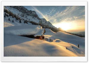 Cabin Covered In Snow Ultra HD Wallpaper for 4K UHD Widescreen Desktop, Lockscreen, Screensaver, TV, Tablet, Smartphone