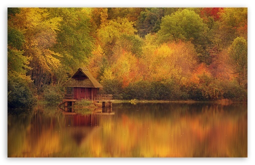 Cabin Retreat In Autumn Ultra HD Desktop Background Wallpaper for 4K ...