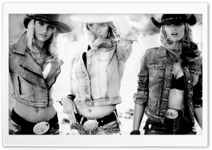 Candice Swanepoel Cowgirl Black and White Ultra HD Wallpaper for 4K UHD Widescreen desktop, tablet & smartphone