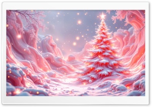 Candy Themed Pink Christmas Wonderland 4K UHD Wallpaper for Widescreen and UltraWide Desktop, UltraHD TV, Smartphone, Tablet