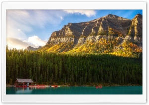 Canoeing, Lake, Mountain Landscape Ultra HD Wallpaper for 4K UHD Widescreen Desktop, Lockscreen, Screensaver, TV, Tablet, Smartphone