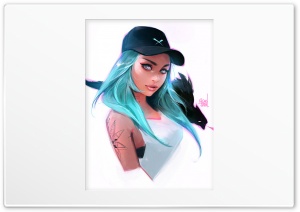 cap girl stylized portrait Ultra HD Wallpaper for 4K UHD Widescreen desktop, tablet & smartphone