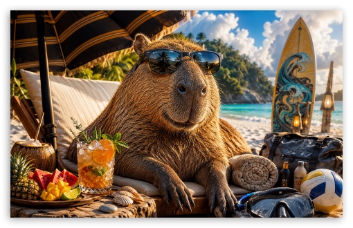 Capybara on the Beach UltraHD Wallpaper for Widescreen 16:10 ;