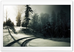 Car Tracks On The Snow Ultra HD Wallpaper for 4K UHD Widescreen desktop, tablet & smartphone