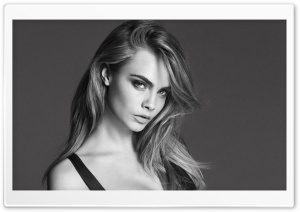 Cara Delevingne Black and White Portrait 4K UHD Wallpaper for Widescreen and UltraWide Desktop, UltraHD TV, Smartphone, Tablet